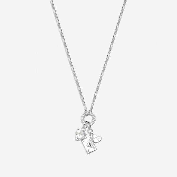 Simply Silver Sterling Silver 925 Cubic Zirconia Heart and Envelope Charm Pendant