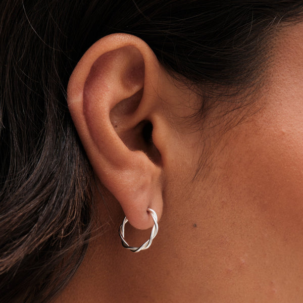 Simply Silver Sterling Silver 925 Twist Hoop Earrings