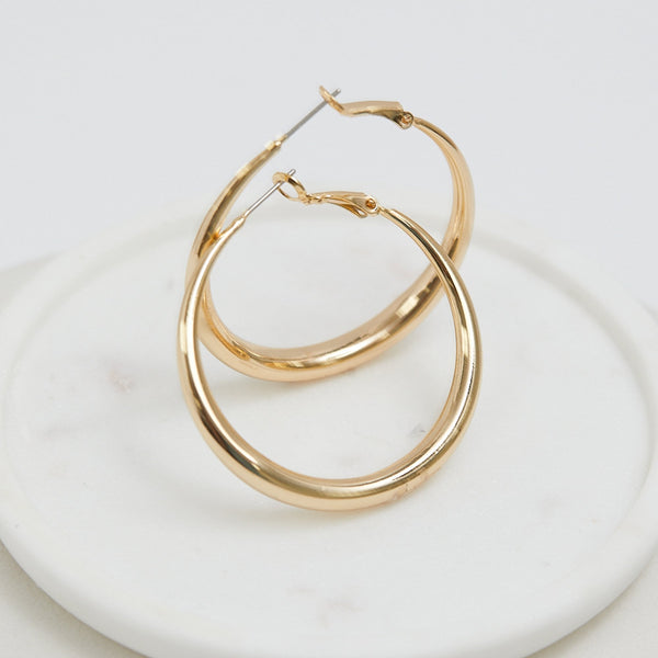 Jon Richard Gold Plated Polished Large Hoop Earrings