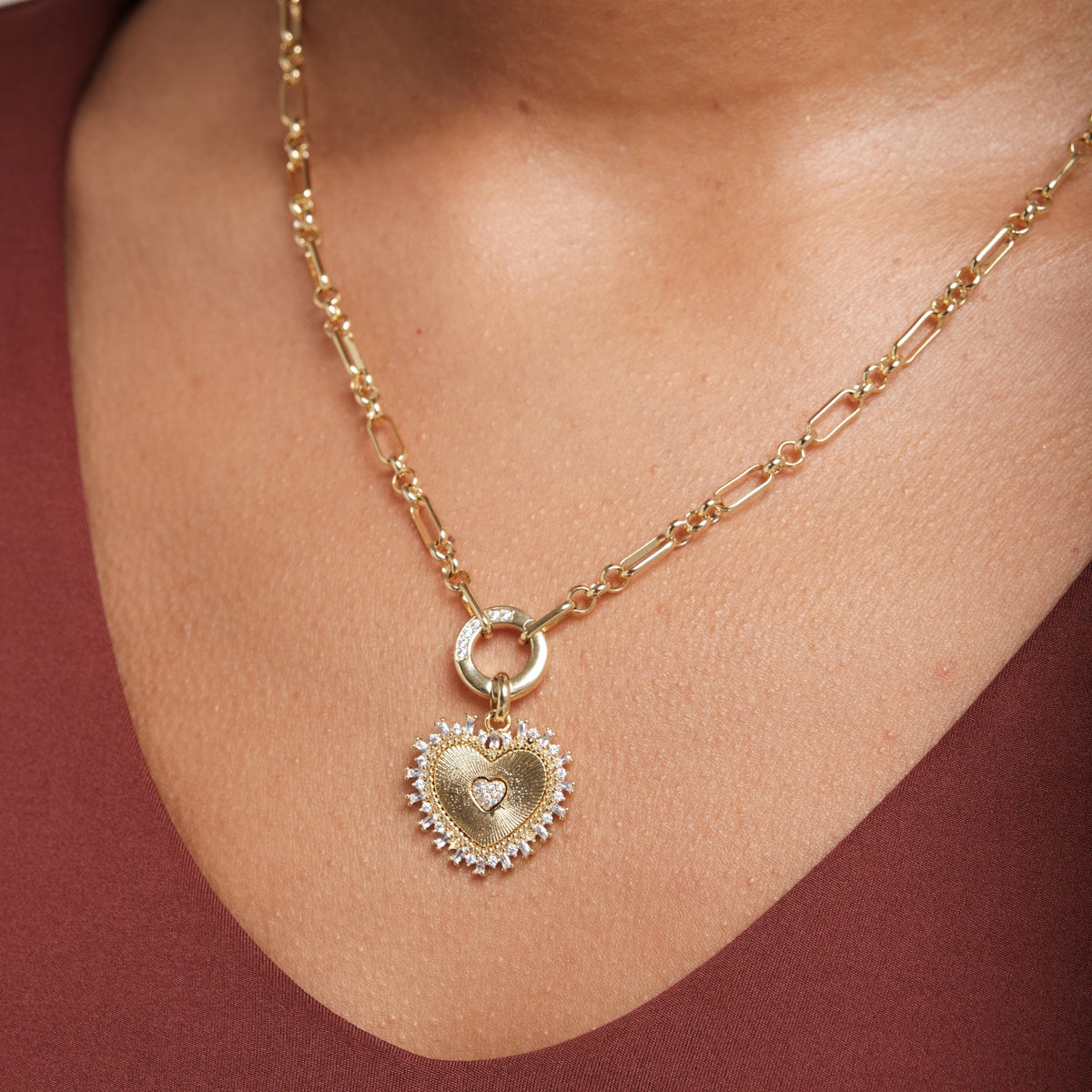 Inicio Gold Plated Heart Chain Necklace - Gift Pouch