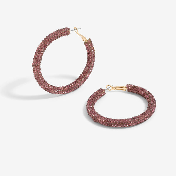 Mood Gold Amethyst Pave Tube Hoop Earrings