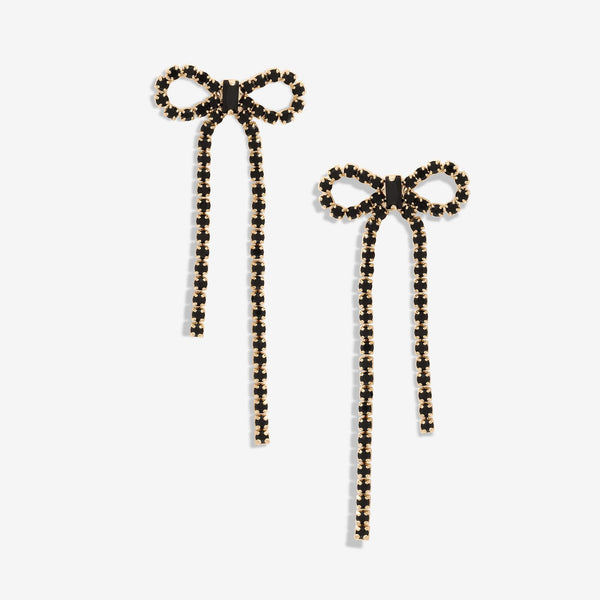 Mood Black Crystal Statement Bow Drop Earrings