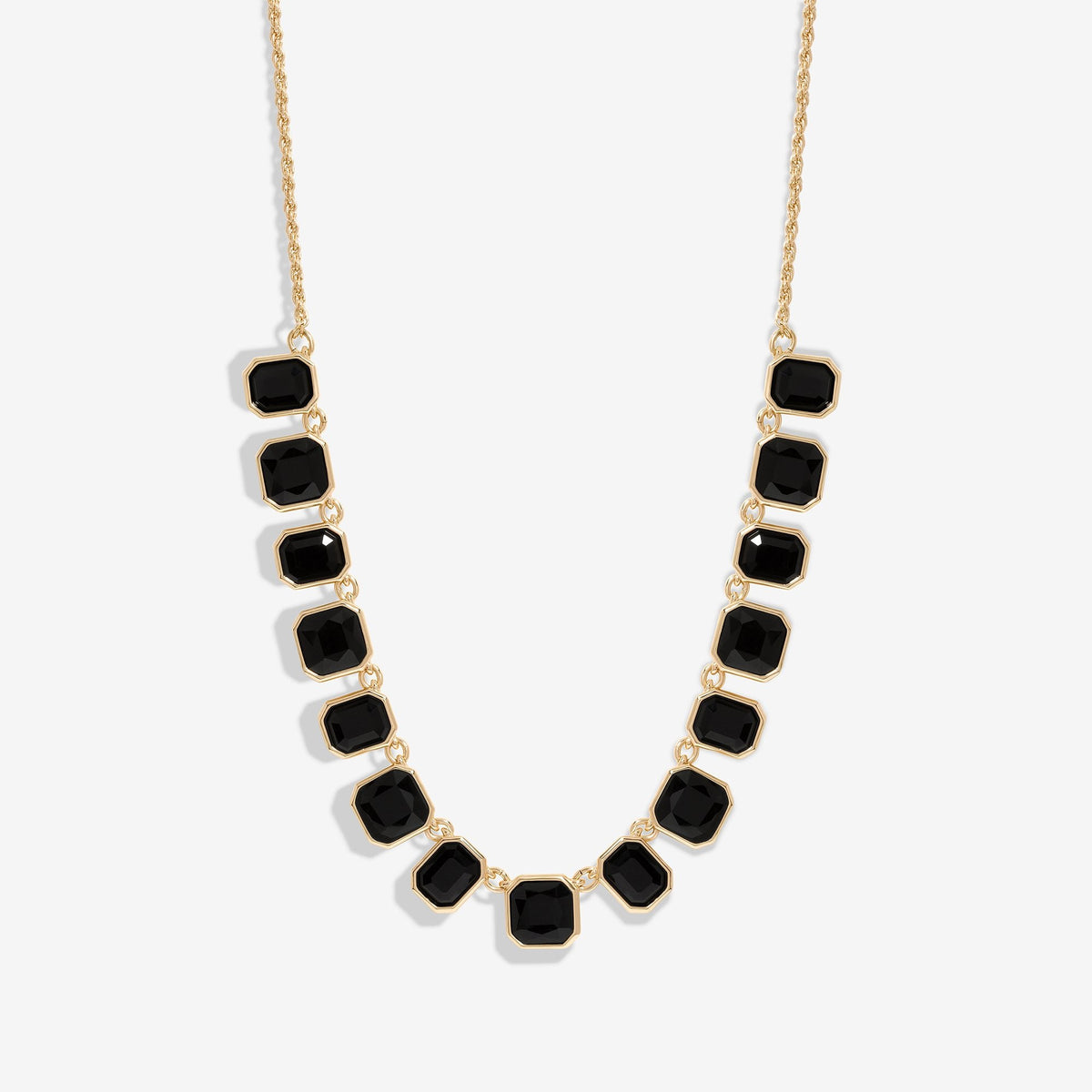 Gold Black Facet Statement Necklace