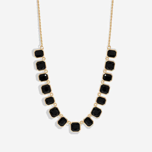 Gold Black Facet Statement Necklace