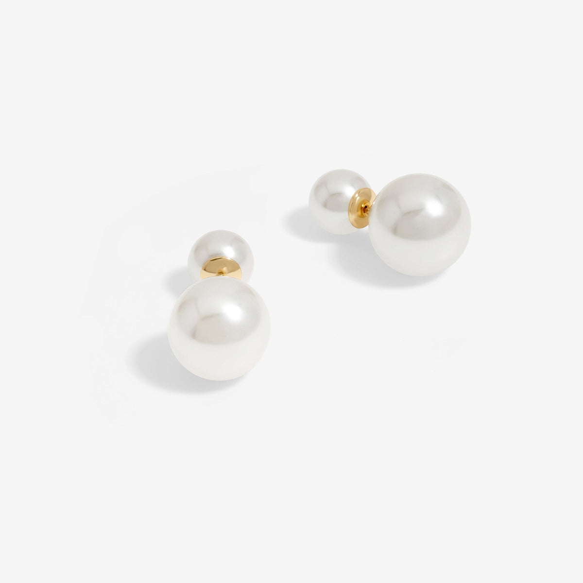 Mood Gold Cream Pearl Front To Back Stud Earrings