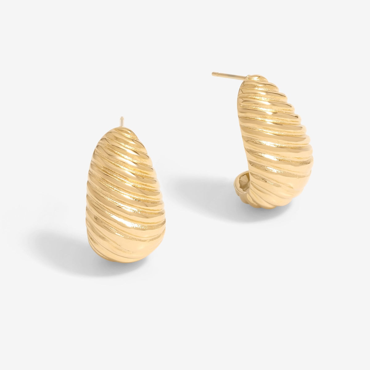 Mood Gold Stainless Steel Ridged Dome Hoop Earrings