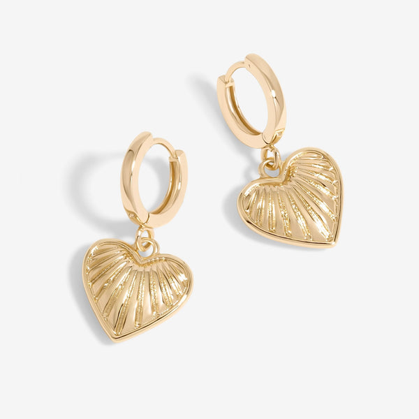 Mood Gold Textured Heart Drop Earrings