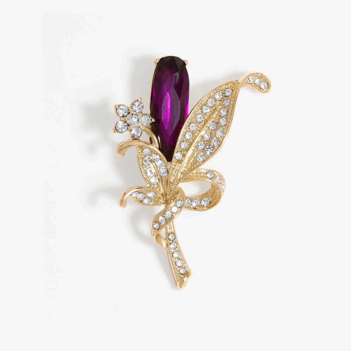 Jon Richard Gold Plated And Amethyst Floral Brooch - Gift Box