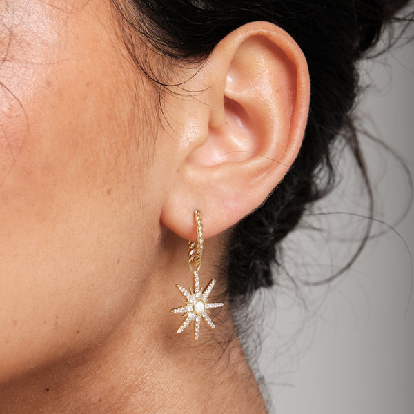 Inicio Gold Plated Celestial Opal Mis Match Earrings - Gift Pouch