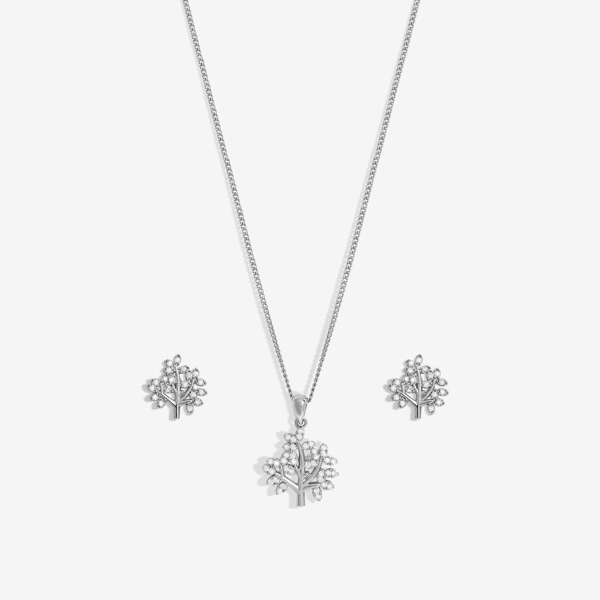 Jon Richard Rhodium Plated Cubic Zirconia Tree Of Love Box Set - Gift Box