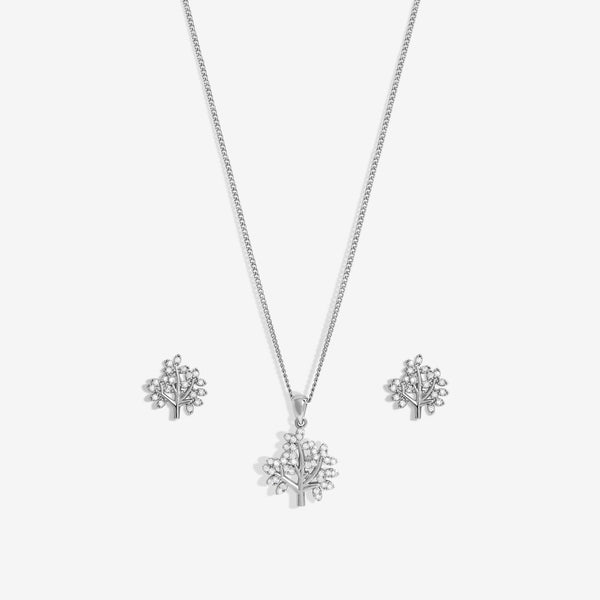 Jon Richard Rhodium Plated Cubic Zirconia Tree Of Love Box Set - Gift Box