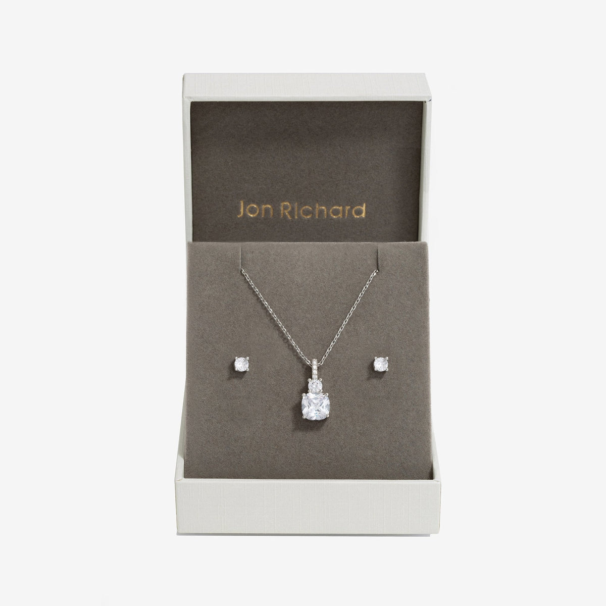 Jon Richard Rhodium Plated Cubic Zirconia Pendant Box Set - Gift Box