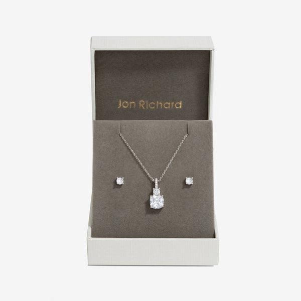 Jon Richard Rhodium Plated Cubic Zirconia Pendant Box Set - Gift Box