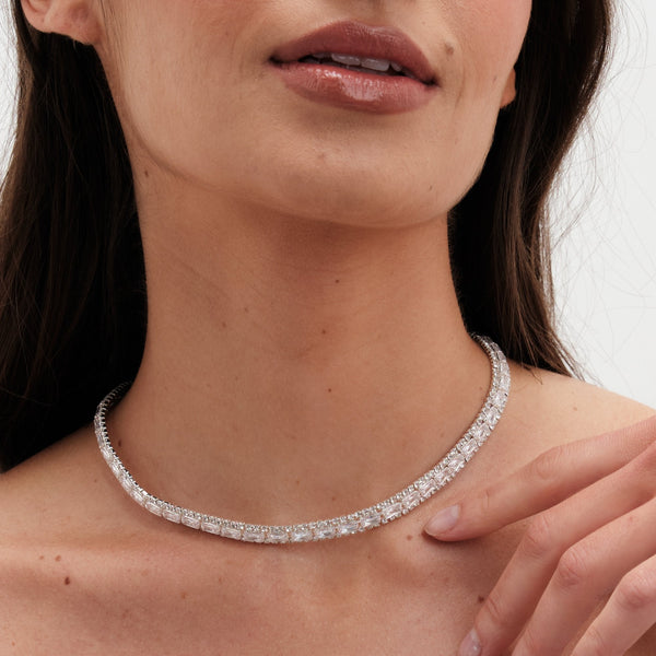 Jon Richard Silver Plated Crystal Baguette Collar Necklace