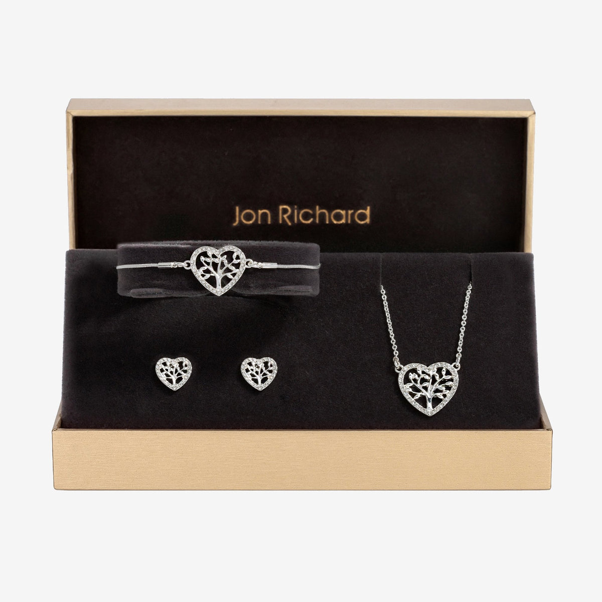Jon Richard Silver Plated And Crystal Heart Tree Of Love Set - Gift Box