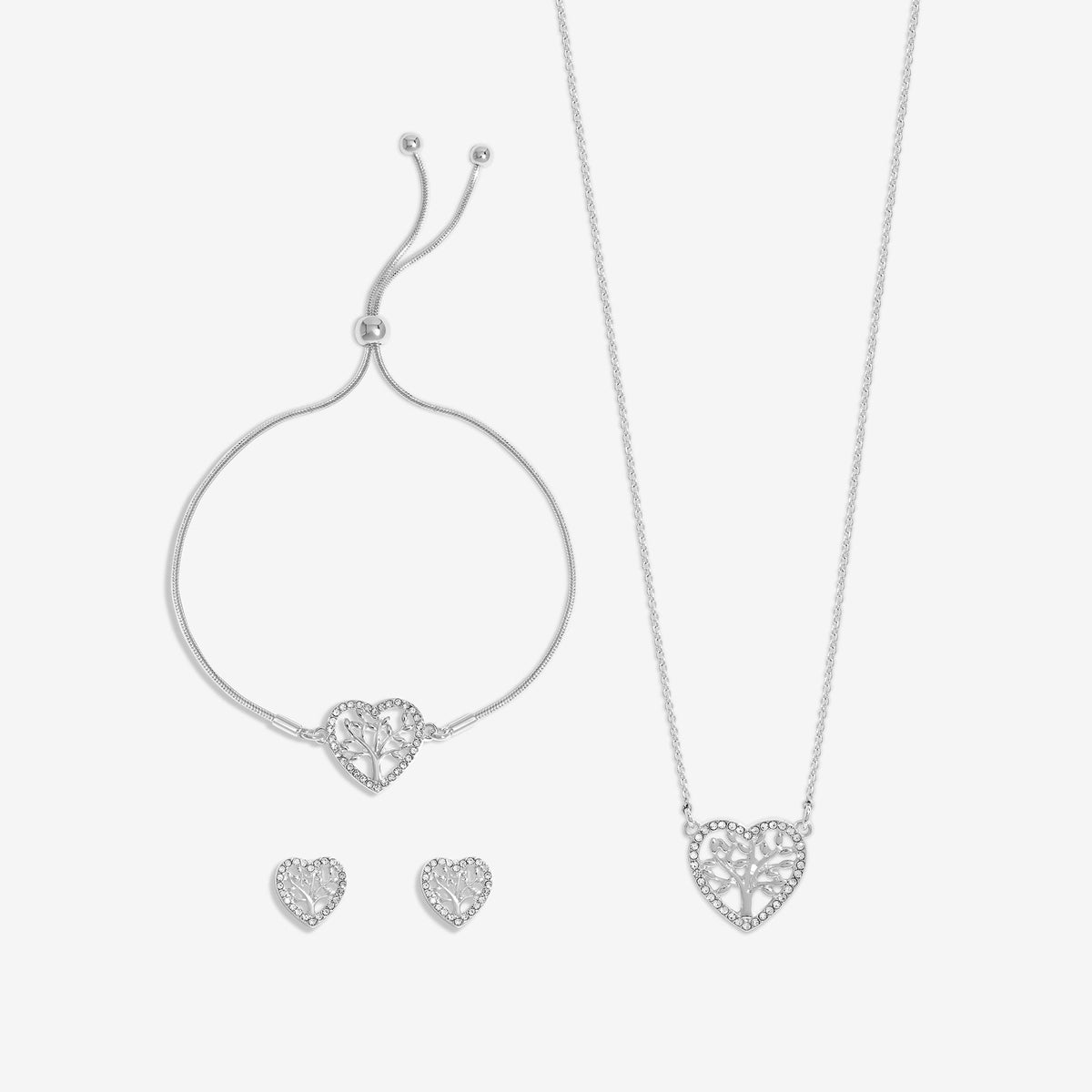 Jon Richard Silver Plated And Crystal Heart Tree Of Love Set - Gift Box