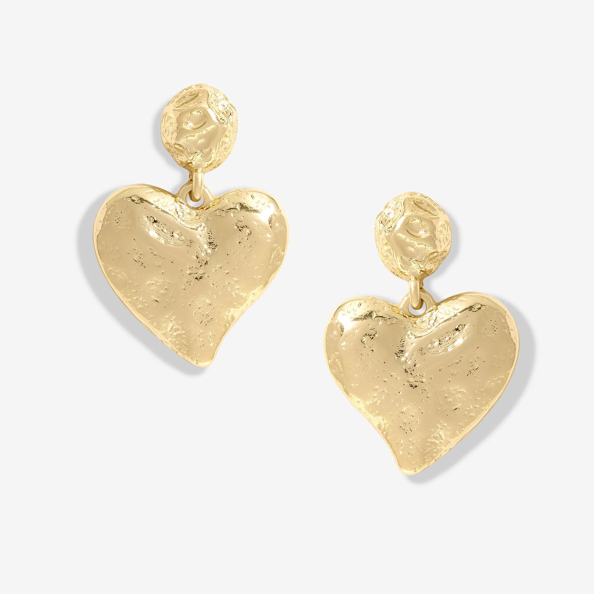 Mood Gold Hammered Matte Twisted Heart Drop Earrings