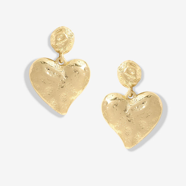 Mood Gold Hammered Matte Twisted Heart Drop Earrings