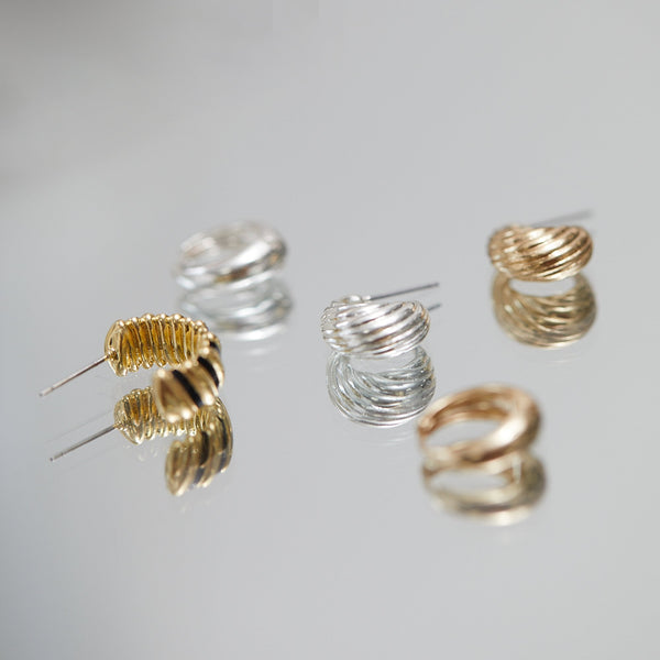 Inicio Silver Plated Textured Hoop Earrings - Gift Pouch