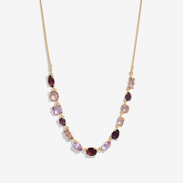 Mood Gold Purple Mixed Graduated Linear Stone Necklace