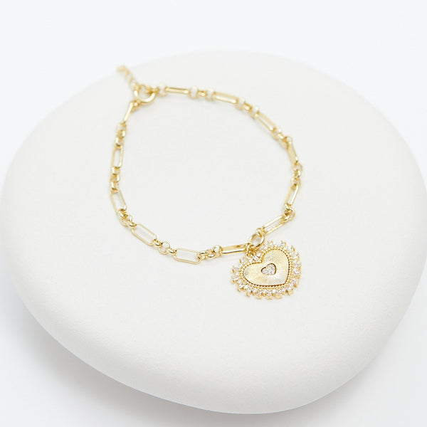 Inicio Gold Plated Heart Chain Bracelet - Gift Pouch