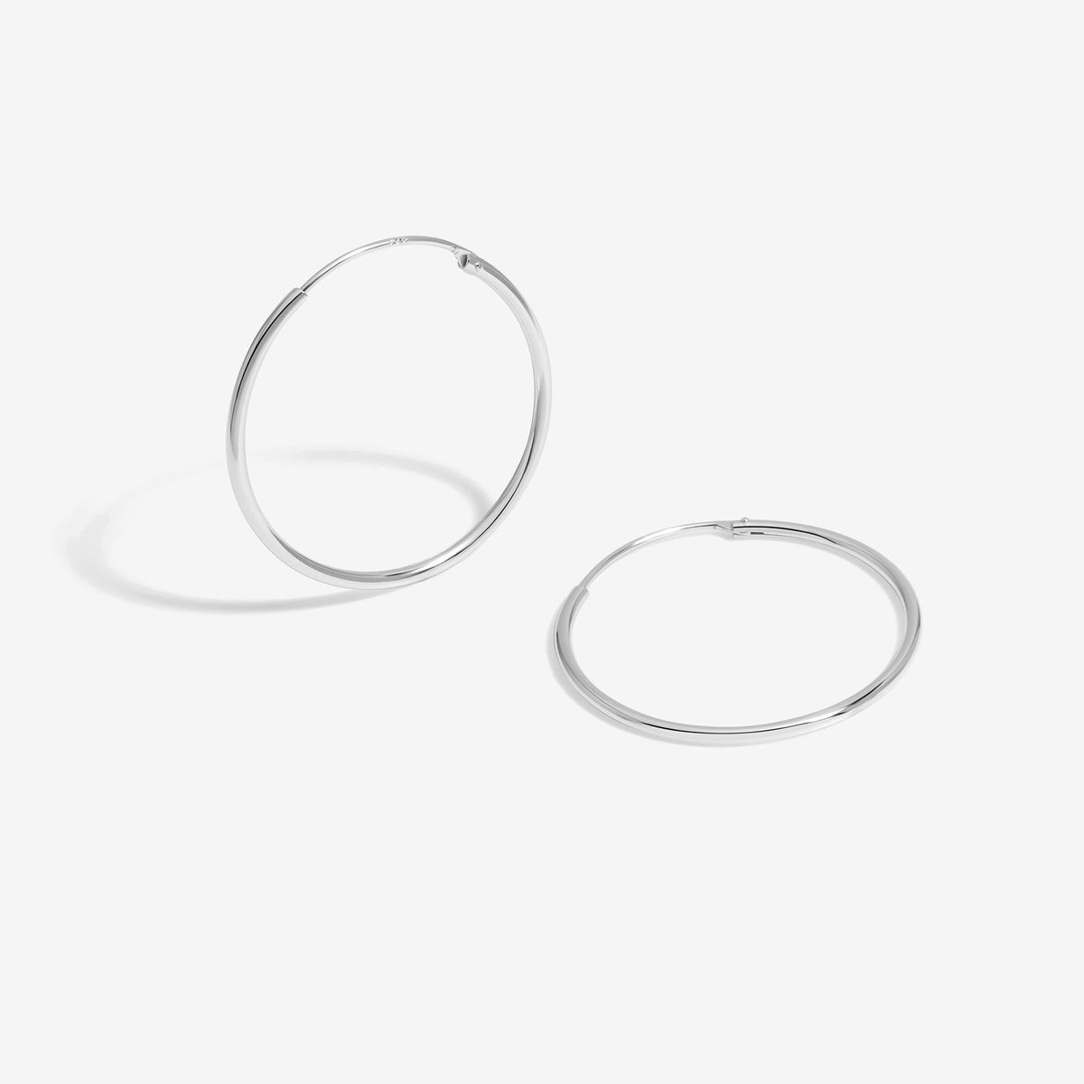 Simply Silver Sterling Silver 925 Polished Medium Sleeper Hoop Earrings