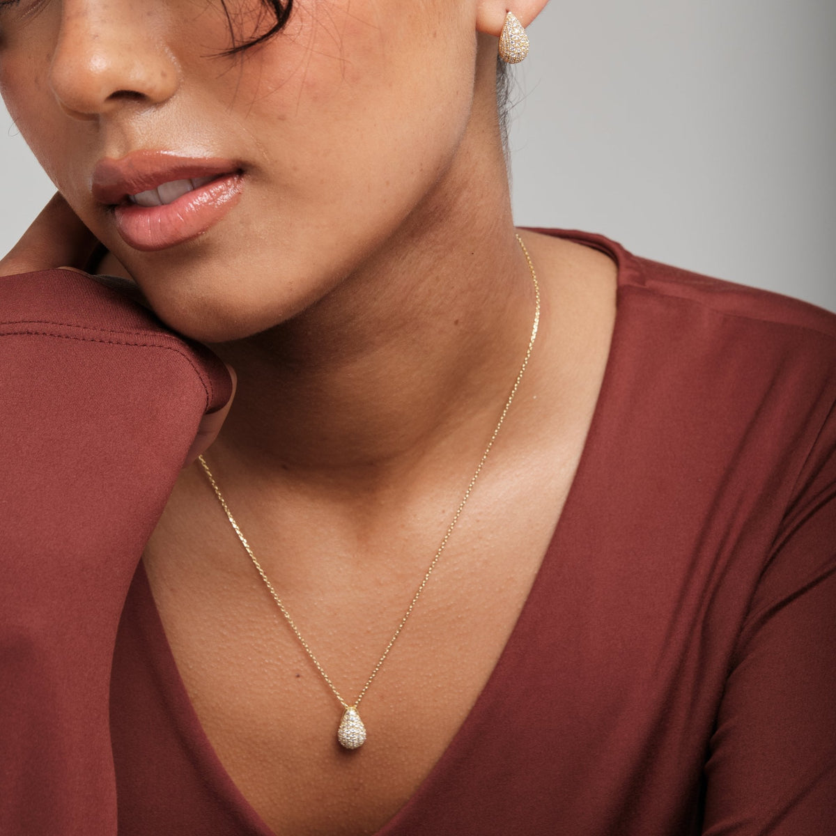 Inicio Gold Plated Cubic Zirconia Teardrop Set  - Gift Box