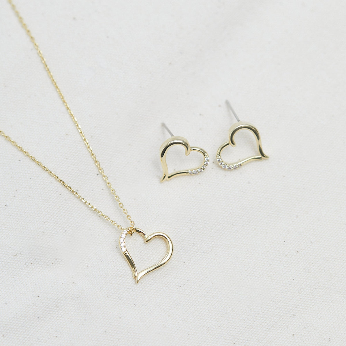 Inicio Gold Plated Cubic Zirconia Heart Box Set  - Gift Box