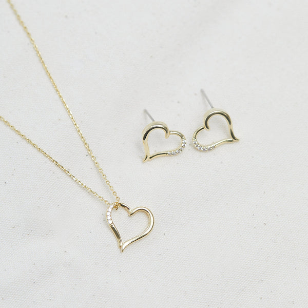Inicio Gold Plated Cubic Zirconia Heart Box Set  - Gift Box
