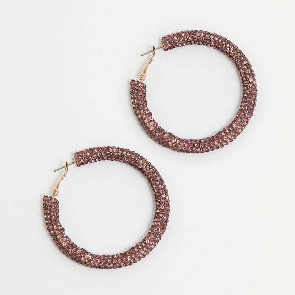 Mood Gold Amethyst Pave Tube Hoop Earrings