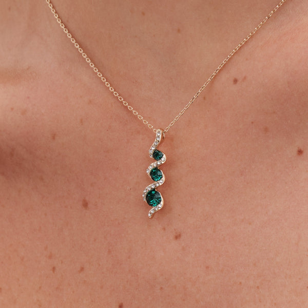 Jon Richard Gold Plated Emerald And Crystal Twist Drop Trio Set  - Gift Box