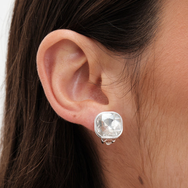Jon Richard Silver Plated And Crystal Stone Clip Earrings