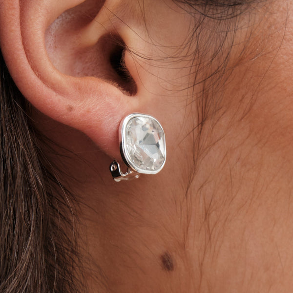 Jon Richard Silver Plated And Crystal Stone Clip Earrings