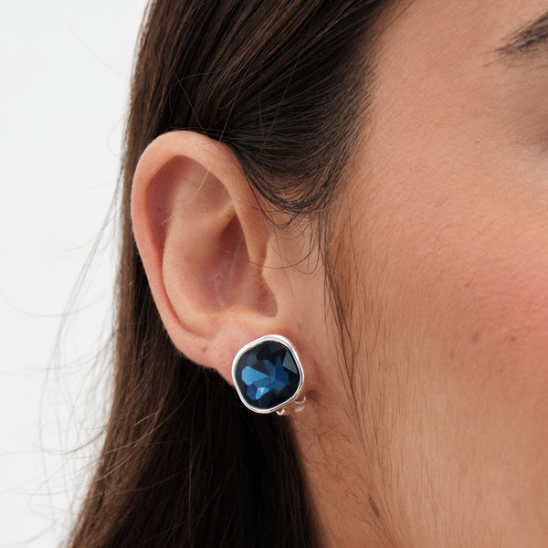 Jon Richard Silver Plated And Blue Stone Clip Earrings