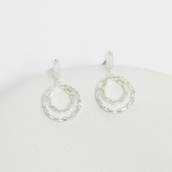 Mood Silver Crystal Cubic Zirconia Mini Forward Facing Drop Earrings