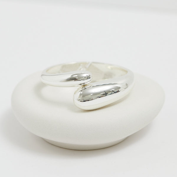 Mood Silver Polished Orb Hinge Cuff Bracelet