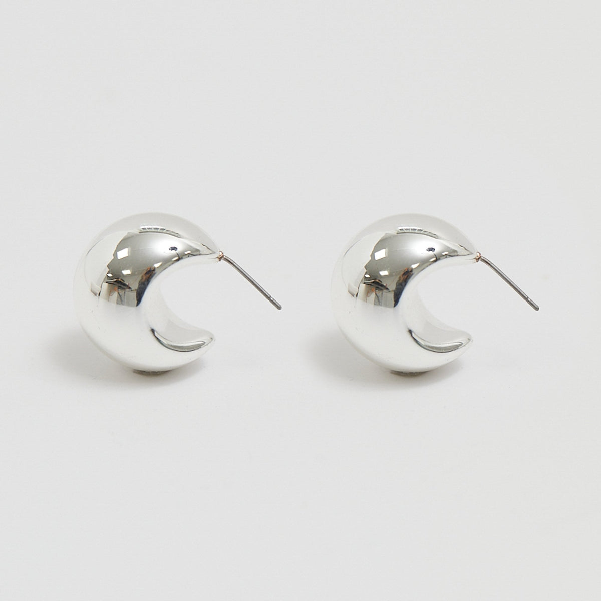 Mood Silver Polished Dome Hoop Earrings