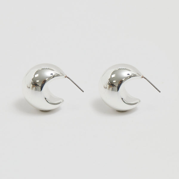 Mood Silver Polished Dome Hoop Earrings