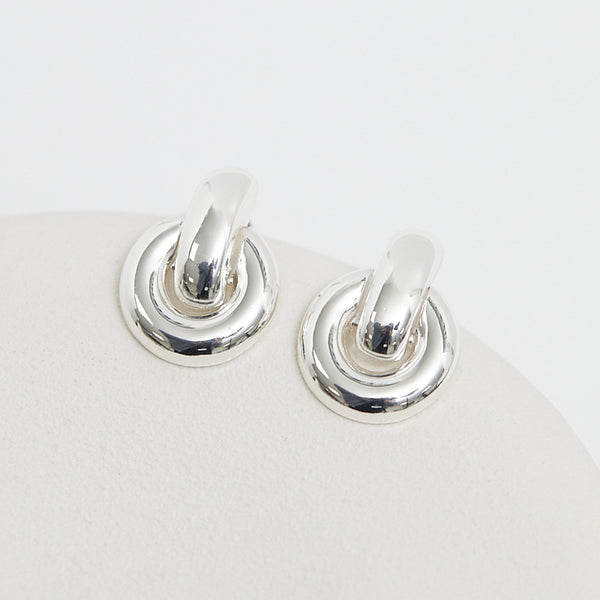 Mood Recycled Silver Round Doorknocker Drop Earrings