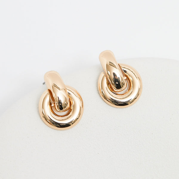 Mood Recycled Gold Round Doorknocker Drop Earrings