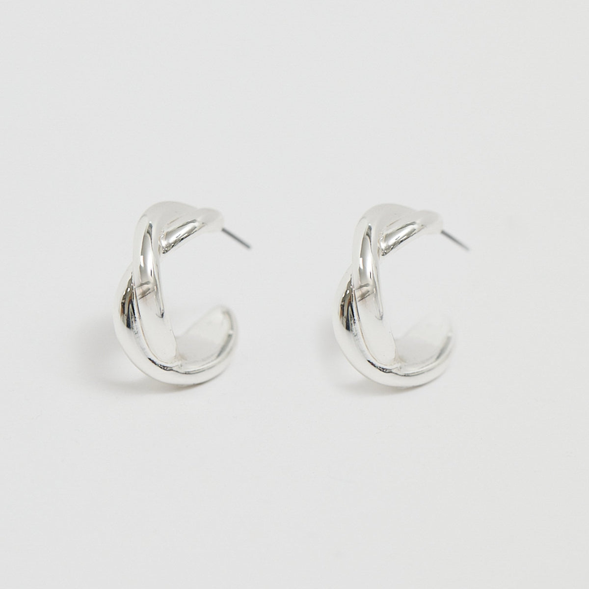 Mood Silver Polished Weave Hoop Earrings