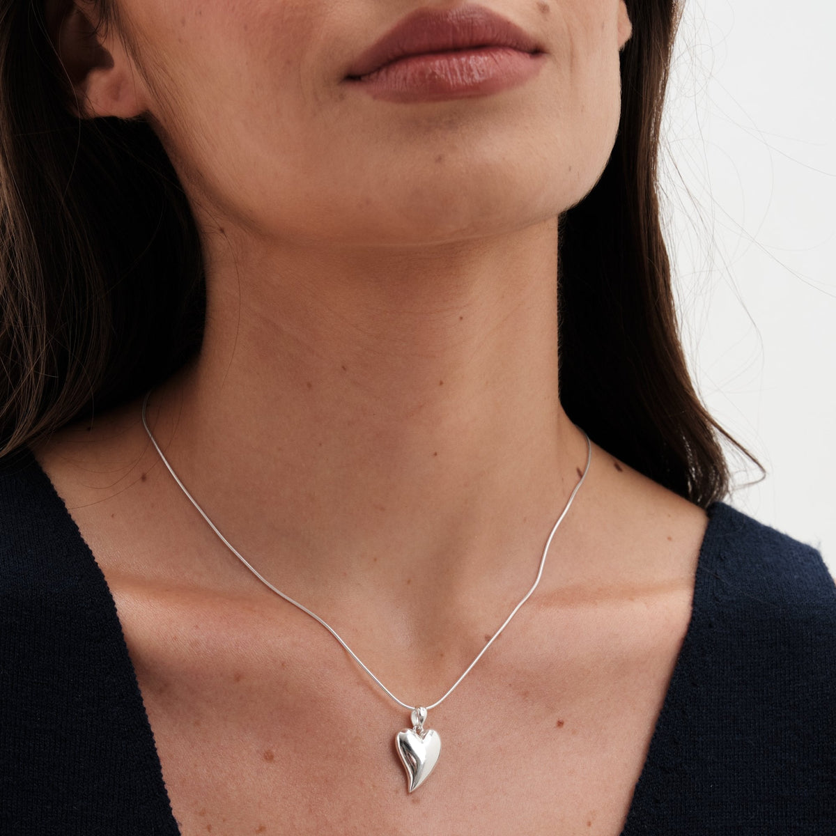 Simply Silver Sterling Silver 925 Polished Tapered Heart Pendant Necklace