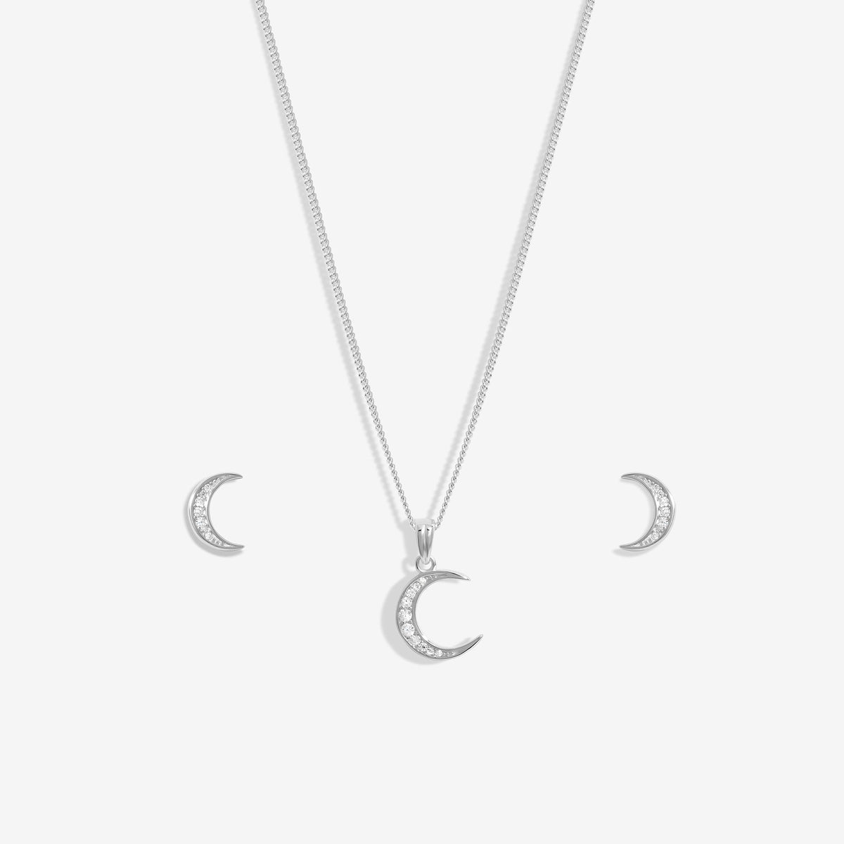 Simply Silver Sterling Silver 925 Cubic Zirconia Crescent Set - Gift Boxed