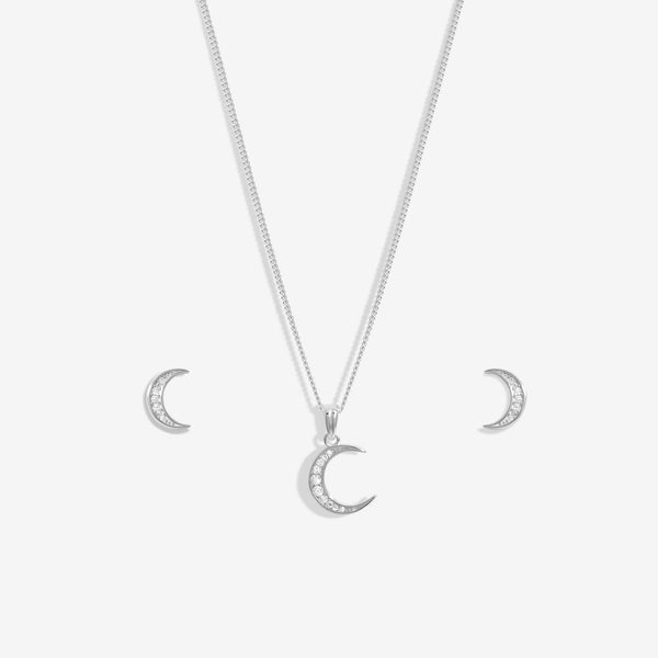 Simply Silver Sterling Silver 925 Cubic Zirconia Crescent Set - Gift Boxed
