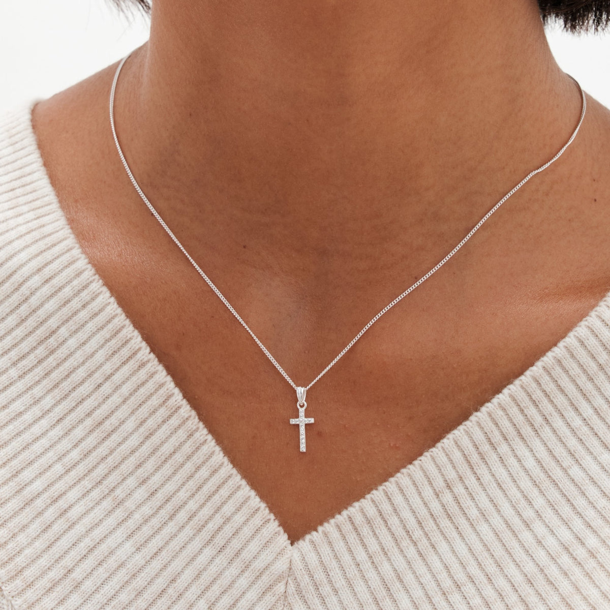 Simply Silver Sterling Silver 925 Cubic Zirconia Cross Set  - Gift Boxed