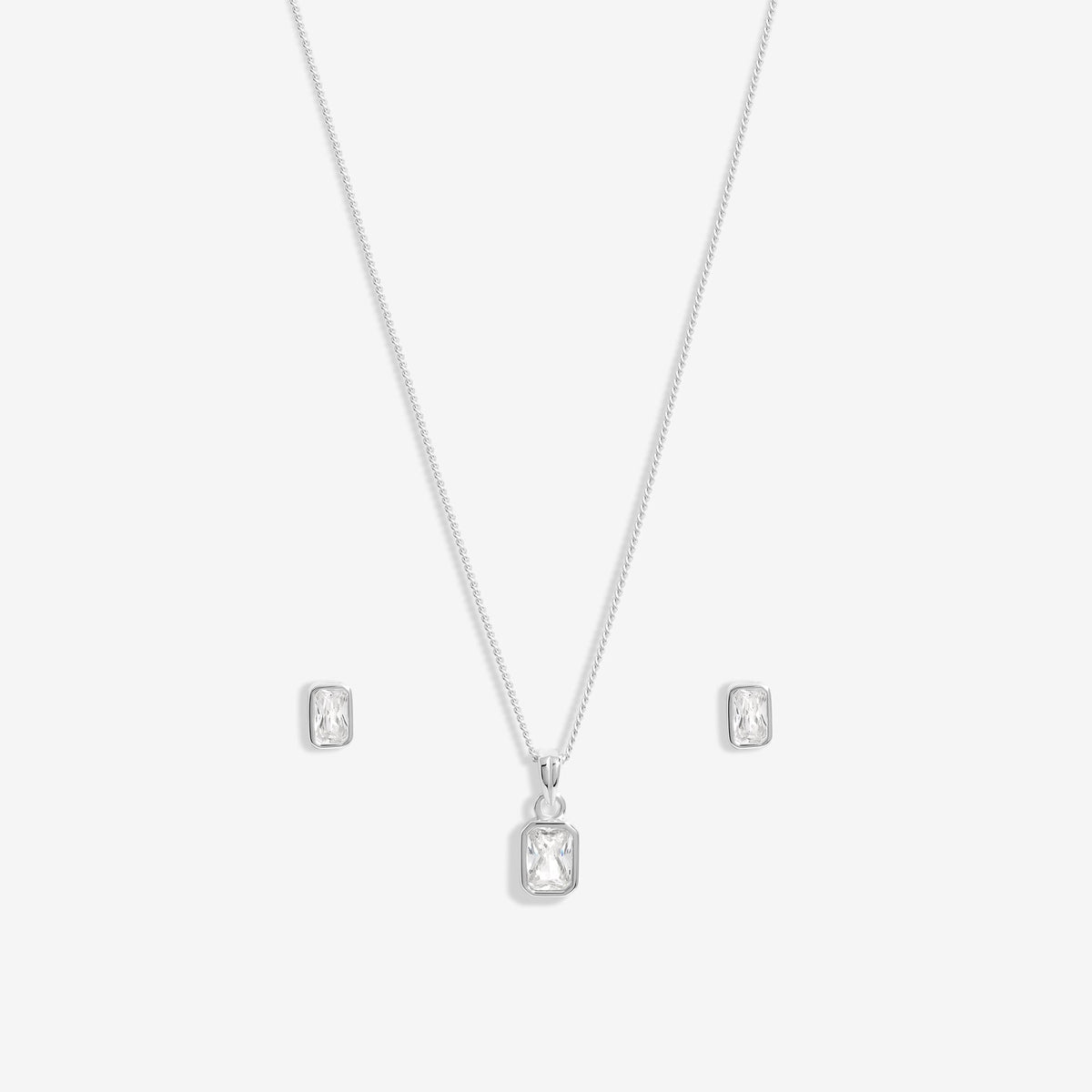 Simply Silver Sterling Silver 925 Cubic Zirconia Cushion Set - Gift Boxed