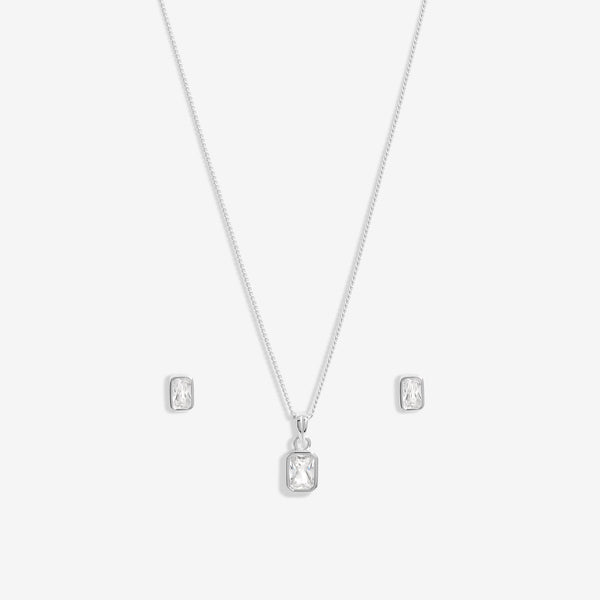 Simply Silver Sterling Silver 925 Cubic Zirconia Cushion Set - Gift Boxed
