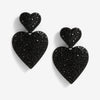 Mood Gold Black Double Heart Drop Earrings