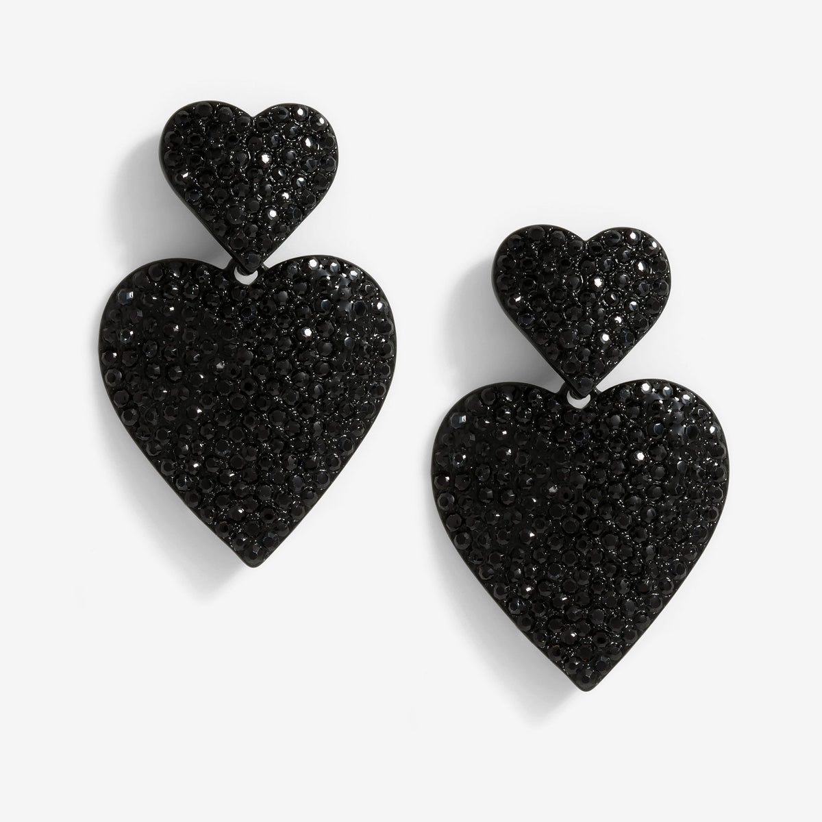 Mood Gold Black Double Heart Drop Earrings