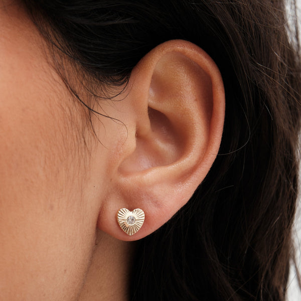 Mood Gold Crystal Heart Stud And Hoop Earrings - Pack Of 3